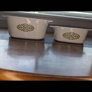 Corning Ware Avocado Green Fleur De Lis Set